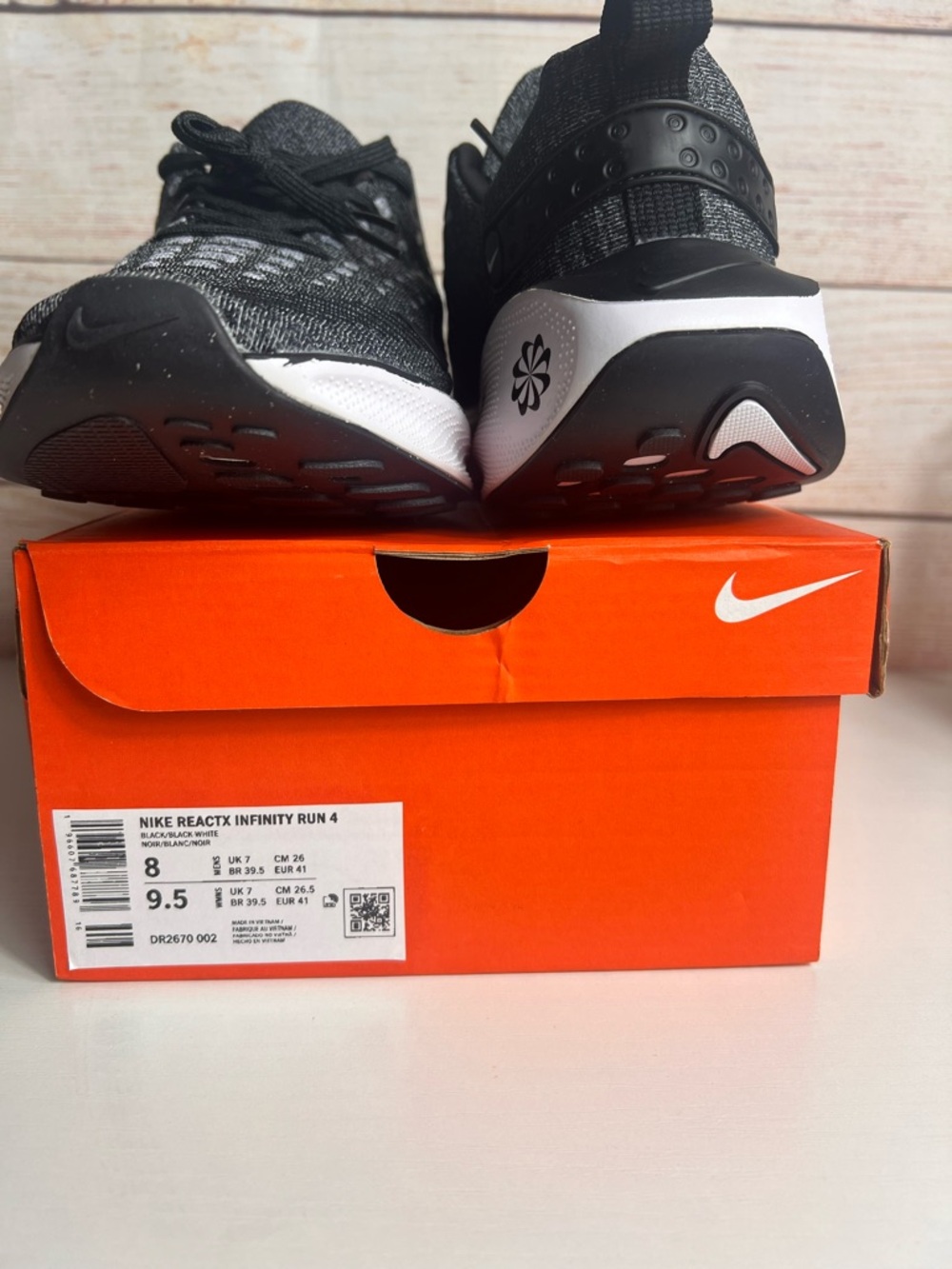 Nike ReactX Infinity Run 4 Black White Men’s Size 8 / Women’s 9.5 DR2670-002 - Picture 6 of 9